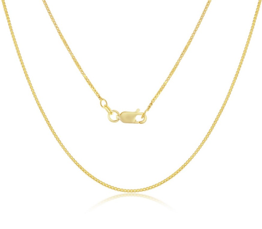 .jpg Sterling Silver gold plated 1.00mm box chain with claw catch closure 20"
