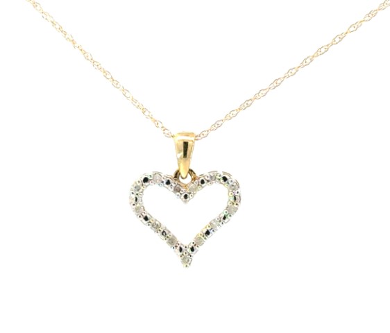 .jpg 10kt yellow gold diamond heart tw 0.09cts on machine made rope 18" promotional diamonds