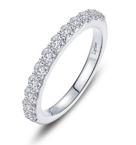 Sterling Silver platinum bonded Lassire Simluate Diamond shared prong band tw 0.60cts size 7