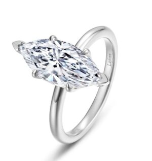 Sterling Silver platinum bonded lassire simulate diamond marquis solitaire ring tw 3.00cts size 7