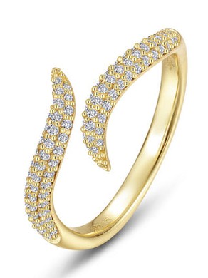 Sterling Silver Gold Plated fluted bypass wrap Lassire Simulate diamond ring tw 0.92cts