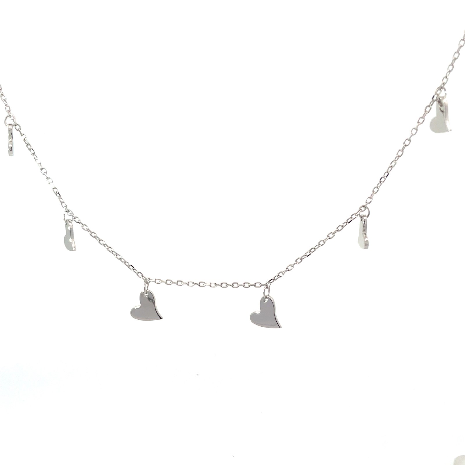 .jpg Sterling Silver dangle heart disc charm necklace on adjustable chain