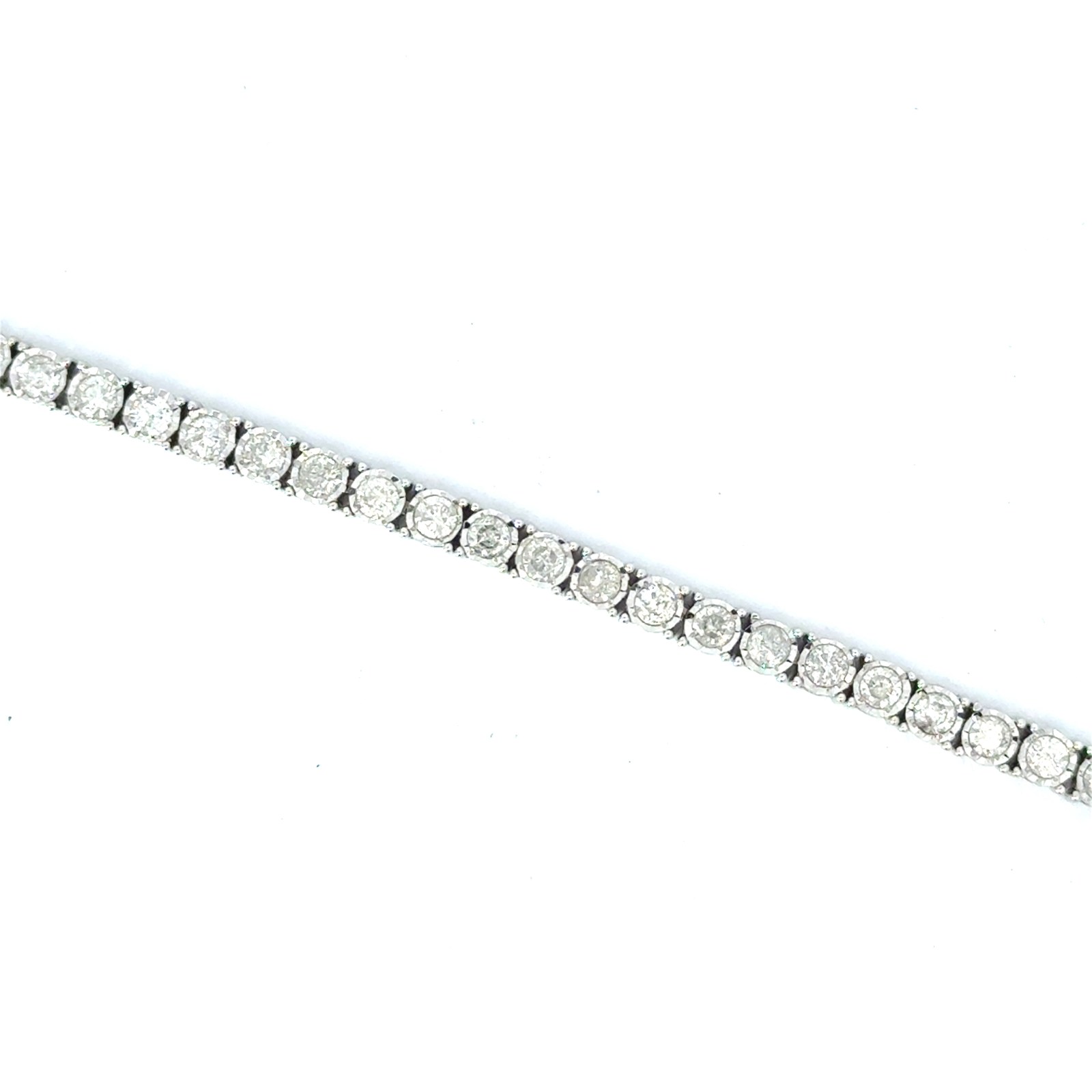 .jpg 10kt white gold diamond illusion tennis bracelet D tw 3.37cts with foldover safety I1, near colorless I/J
