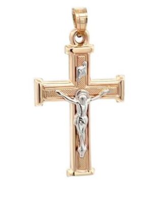 14kt two tone crucifix cross