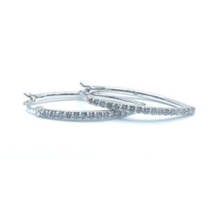 10kt white gold dimaond fashion hoop earring D tw 1.00cts SI, near colorless I color