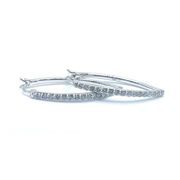 .jpg 10kt white gold dimaond fashion hoop earring D tw 1.00cts SI, near colorless I color