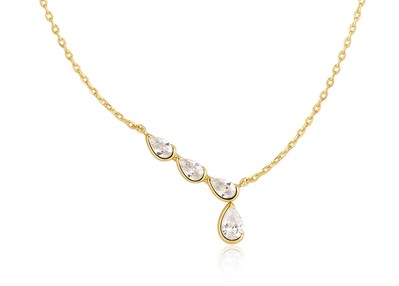 .jpg Sterling Silver Gold Plated Half Bezel Anled And Dangle Teardrop Cubic Zirconia Neclace