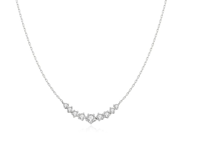 .jpg Sterling Silver Rhodium Plated Graduated Pave Cubic Zirconia Arc Necklace On Adjustable Chain