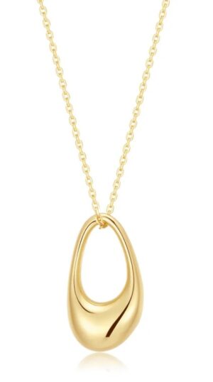 Sterling Silver gold plated hollow organic pebble necklace on adjustable chain