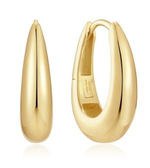 Sterling Silver gold plated classic dome high polished hoop earring