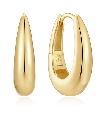 .jpg Sterling Silver gold plated classic dome high polished hoop earring