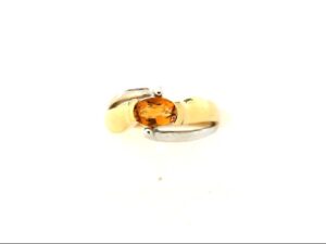 14 KT 2TONE CITRINE RING 1PC 6X4 OVAL GENUINE CITRINE