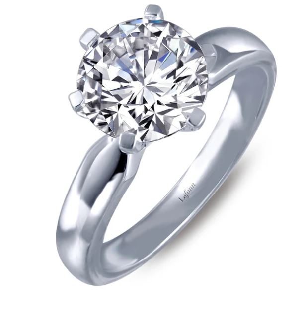 S.S. platinum bonded lab grown lassaire diamond round solitare engagement ring tw 2.04 cts size 7
