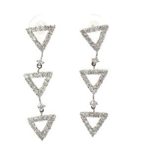 18KT W/G DIAMOND TRIANGLE EARRINGS 94 RD DIA TW 1.31CT