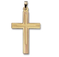 14kt yellow gold engine turned cross charm