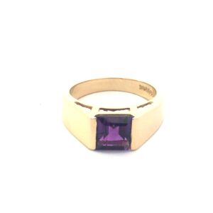 14 KT YG LADIES AMETHYST RING 1.25CT 6.5MM STEP CUT