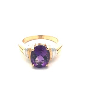 14KT 2 TONE AMETHYST RING 2.5CT