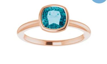 p .jpg 14kt rose gold natural london blue topaz 7 by 7 cushion ring