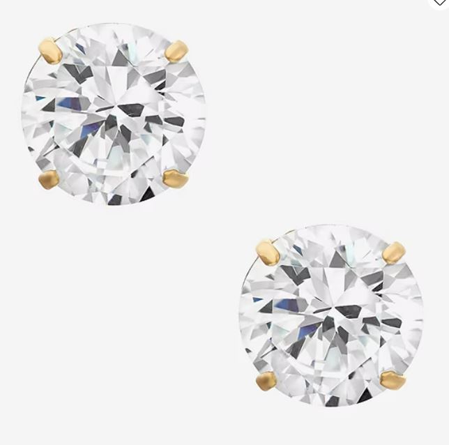.jpg 14kt yellow gold 6mm white topaz round stud earring with friction backs