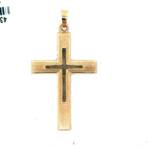 14kt yellow gold shiny and engine turn cross