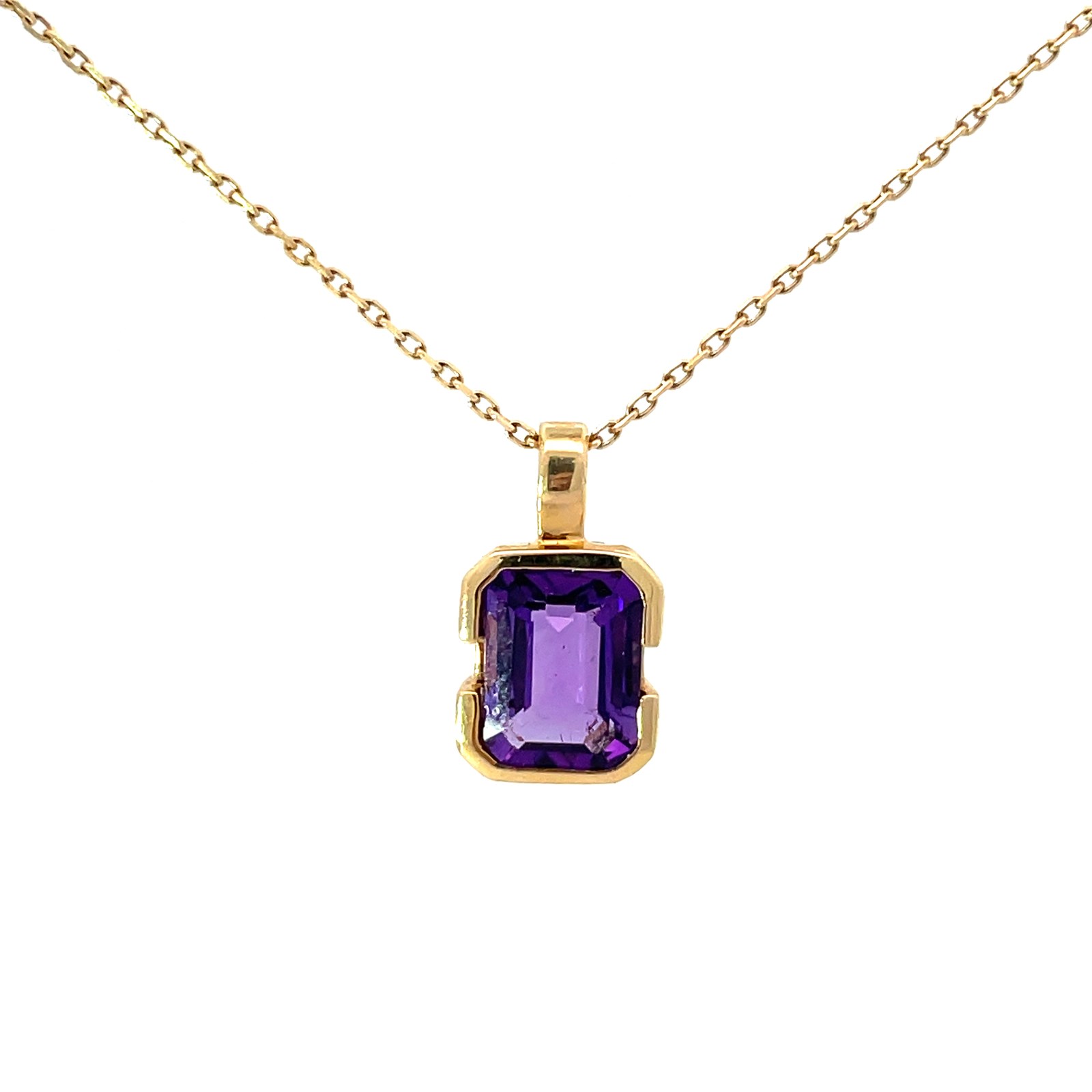 14KT YG RECTANGLE AMETHYST PENDANT