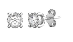 10kt white gold diamond illusion promotional diamond stud earring tw 0.25cts