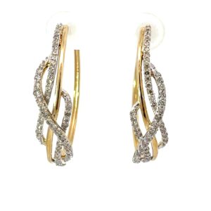 10kt yellow gold diamond twisted hoop earring tw 1.00cts SI2 clarity, J color