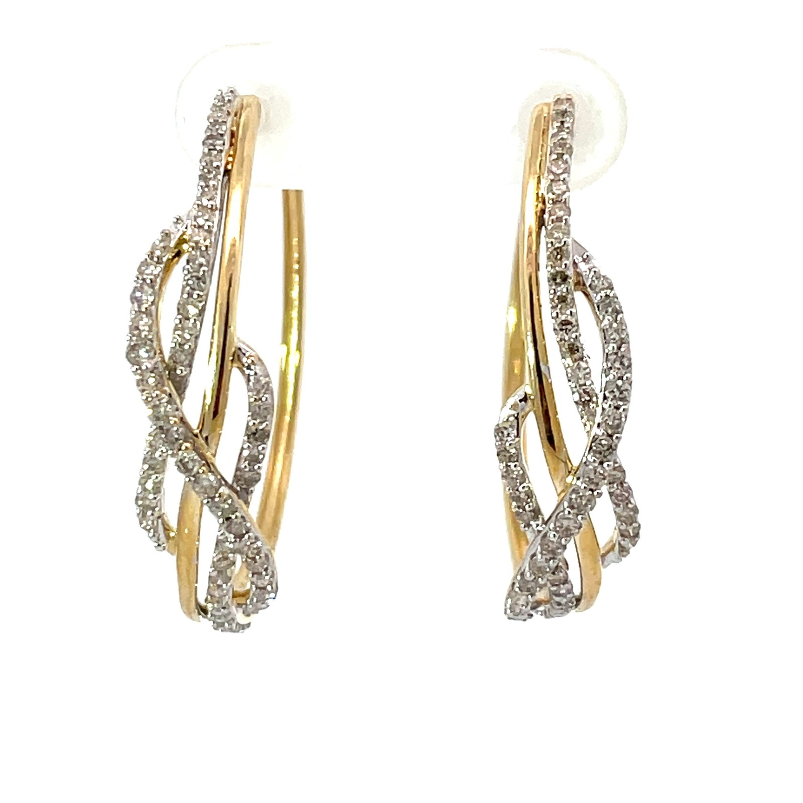 .jpg 10kt yellow gold diamond twisted hoop earring tw 1.00cts SI2 clarity, J color