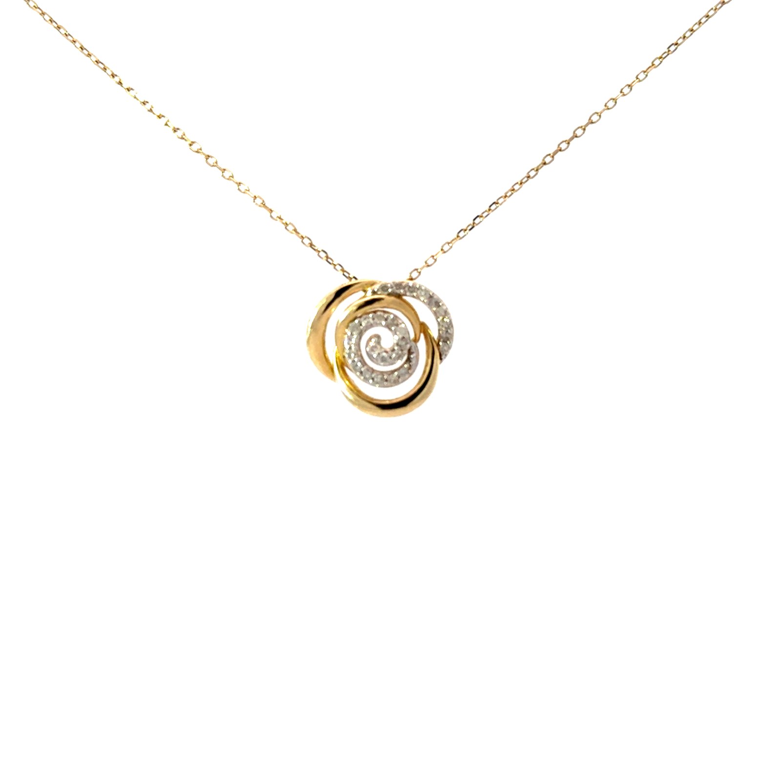 .jpg 10kt yellow gold diamond love knot necklace D tw 0.17cts SI2/I1 clarity, I/J color on 18" link chain