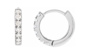 14kt white gold diamond 12.5mm huggie hoop earring tw 1/4ct I1 clarity, near colorless G/H