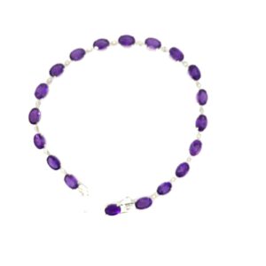 10kt w/g genuine amethyst and diamond bracelet D tw 0.12cts SI clarity, near colorless I color A tw 12.00cts