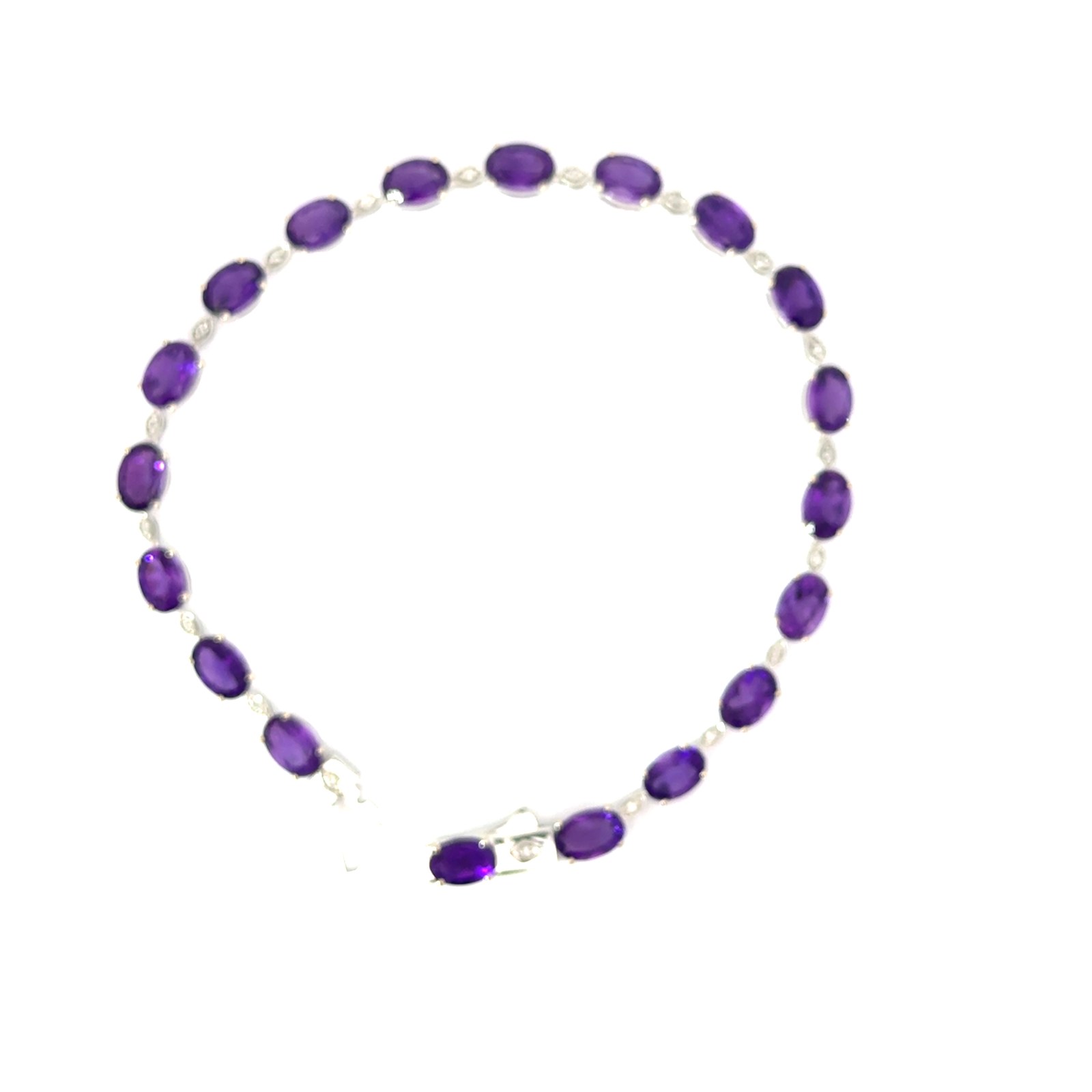 .jpg 10kt w/g genuine amethyst and diamond bracelet D tw 0.12cts SI clarity, near colorless I color A tw 12.00cts