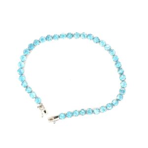 10kt white blue topaz tennis bracelet with hidden catch and fold over safety