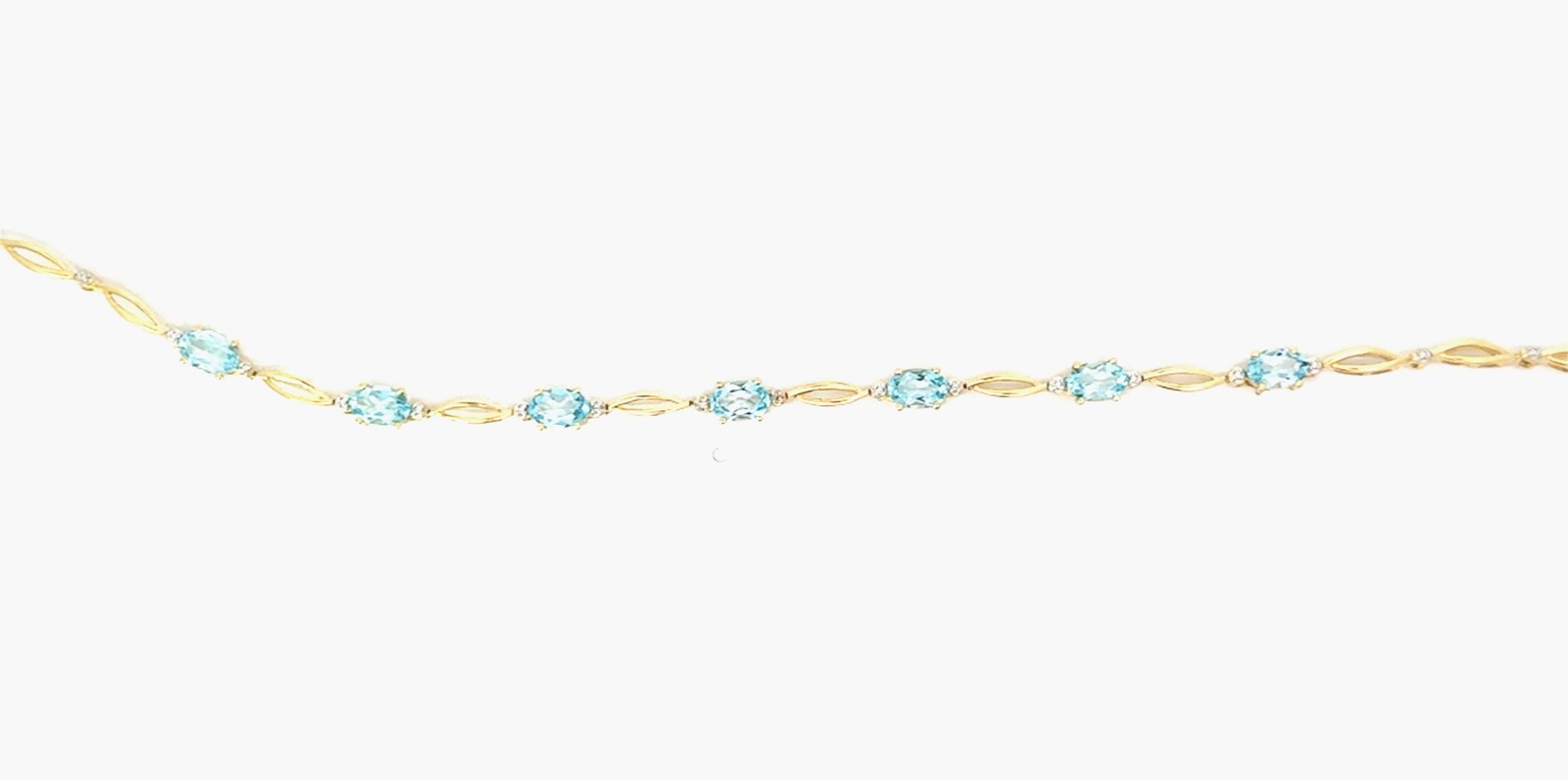 .jpg 10kt yellow gold blue topaz and diamond open link bracelet with claw catch closure