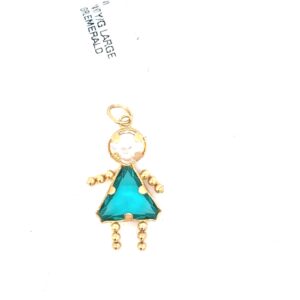 14 KT Y/G LARGE GIRL EMERALD