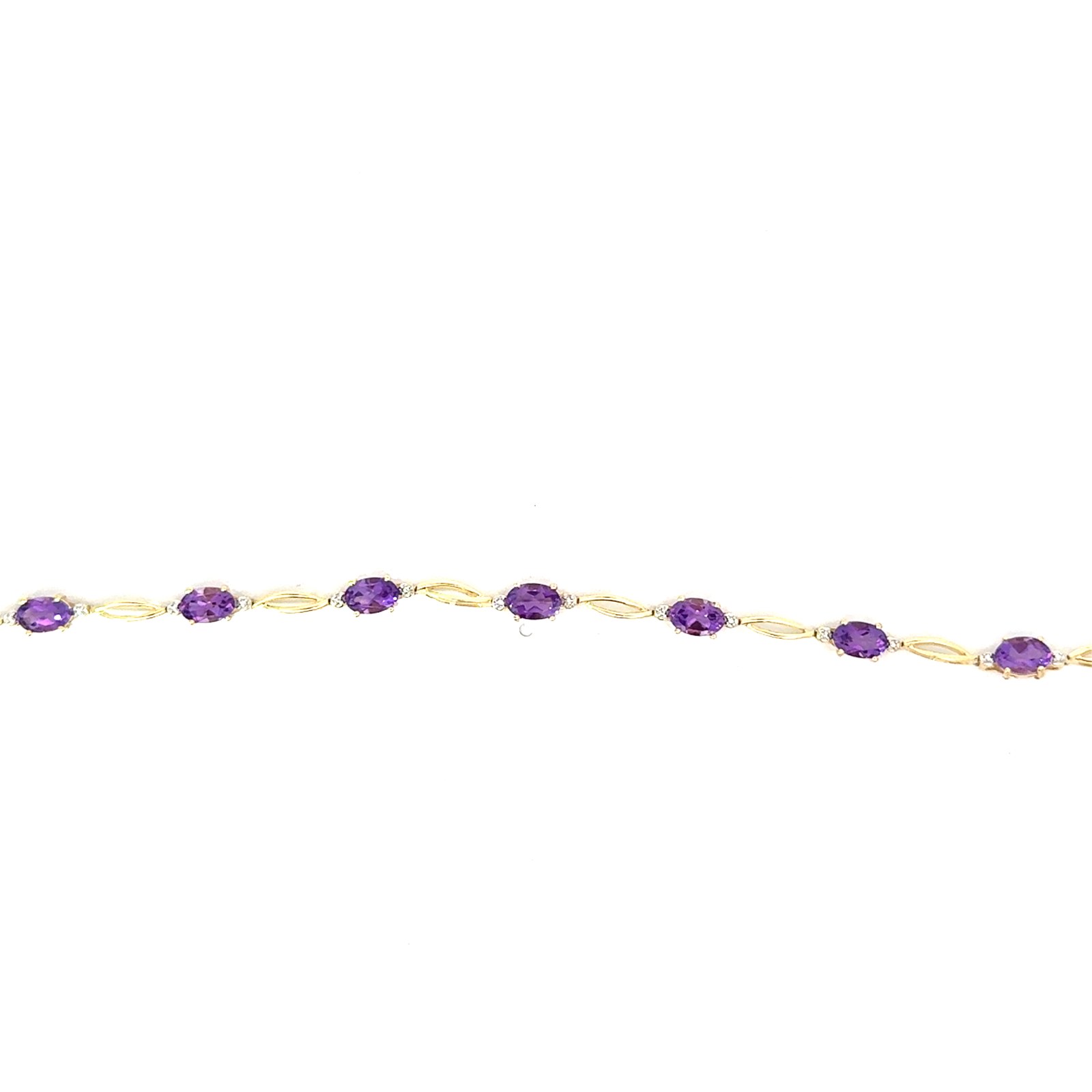 .jpg 10kt yellow gold amethyst and diamond open link bracelet with claw catch closure