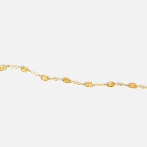 10kt yellow gold genuine citrine and diamond open link bracelet with claw catch closure