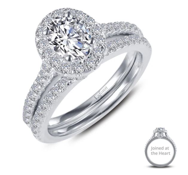 RCLP .jpg Sterling Silver platinum bonded Lassire simluated diamond oval halo bridal set tw 1.61cts size 8