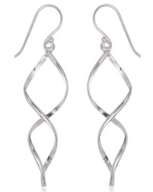 Sterling Silver rhodium plated open 3D swirl dangle earrings