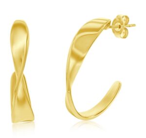 Sterling Silver gold plated 25mm twist half hoop earring