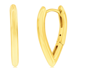 Sterling Silver gold plated V shaped 19mm hoop earring
