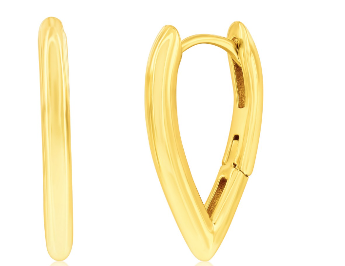 A GP .png Sterling Silver gold plated V shaped 19mm hoop earring