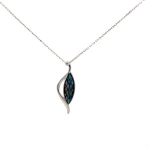Sterling Silver mosaic fashion necklace on diamond cut cable chain 18"