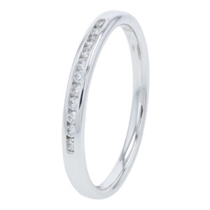 14kt white gold diamond channel set wedding band tw 0.10cts SI clarity, near colorless H color