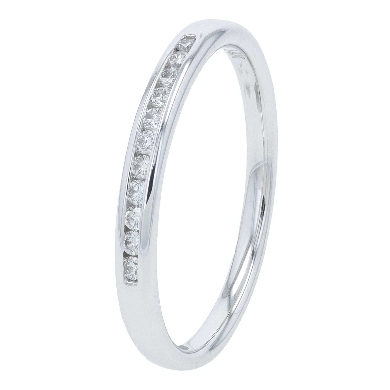ANB .jpg 14kt white gold diamond channel set wedding band tw 0.10cts SI clarity, near colorless H color