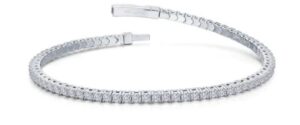 Lafonn's signature Lassaire simulated diamonds in sterling silver bonded with platinum flex tennis bangle bracelet tw 2.40cts 7.5"