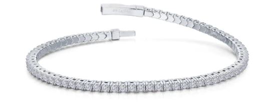 BCLP .jpg Lafonn's signature Lassaire simulated diamonds in sterling silver bonded with platinum flex tennis bangle bracelet tw 2.40cts 7.5"