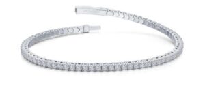 Sterling Silver platinum bonded lassire simulated diamond flex tennis bracelet tw 2.20cts 6.8"