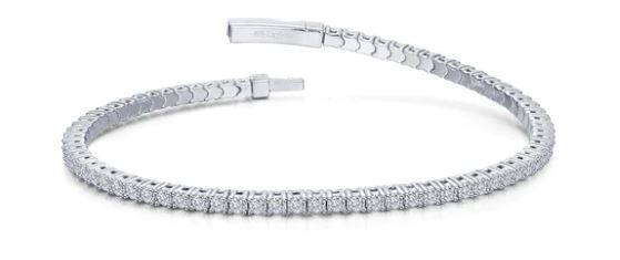 Bclp .jpg Sterling Silver platinum bonded lassire simulated diamond flex tennis bracelet tw 2.20cts 6.8"