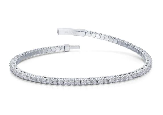 BCLP .jpg Lafonn's signature Lassaire simulated diamonds in sterling silver bonded with platinum flex tennis bangle bracelet tw 2.85cts 6.8"